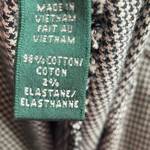 Lauren Ralph Lauren Herringbone Cotton Straight Leg Stretch Zipper Pockets Pant - Picture 12 of 13